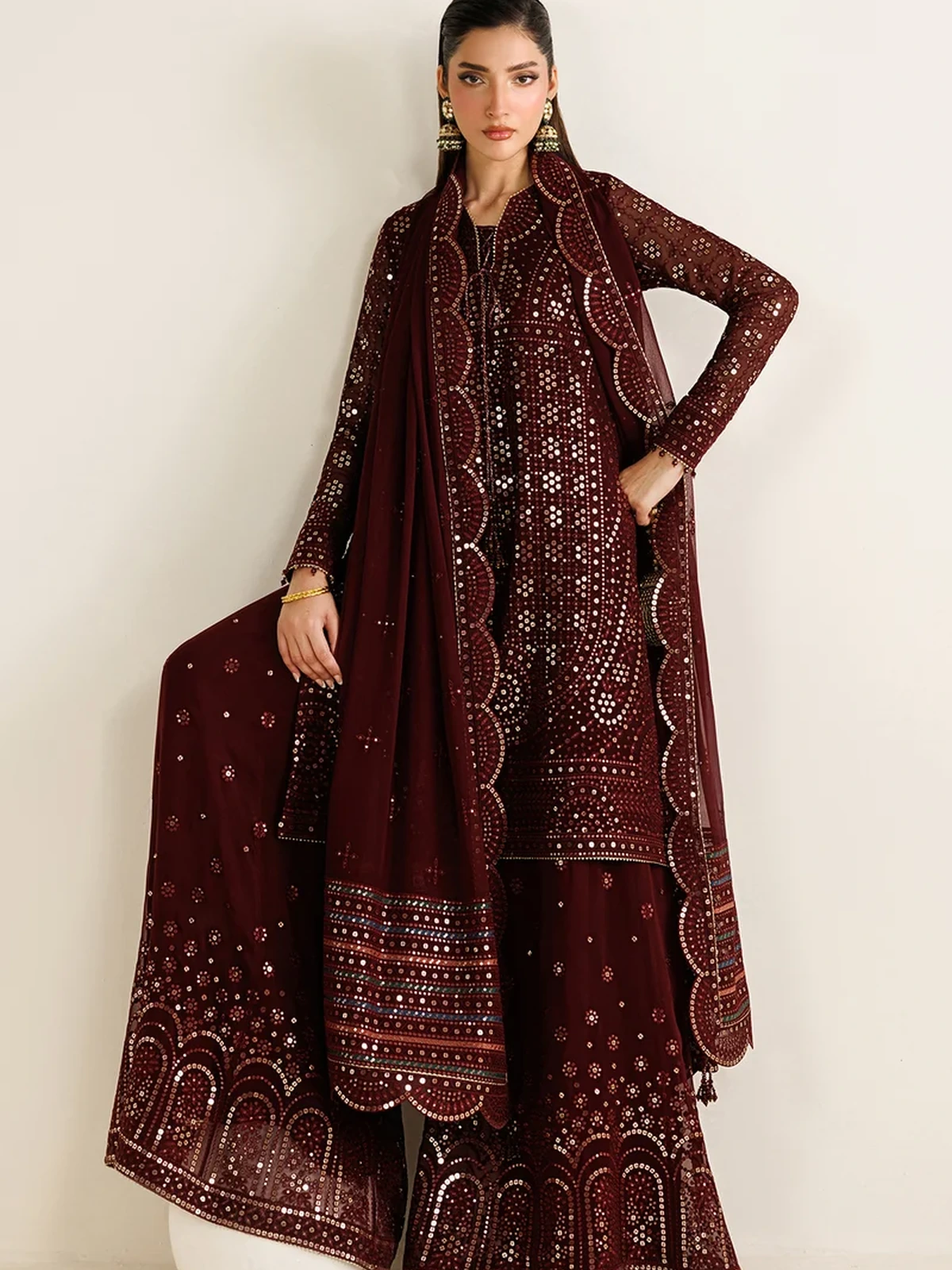 Jazmin Zimmil Twin Sequence Embroidered Chiffon 3 Pc Suit image 5