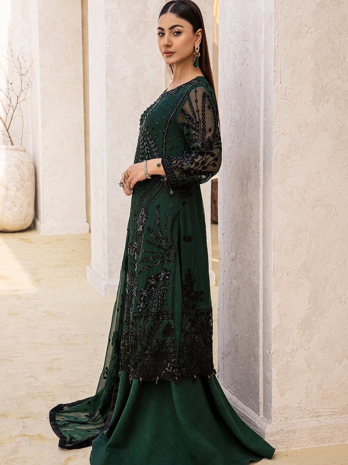 Zebtan Luxury Embroidered Chiffon Suit image 5