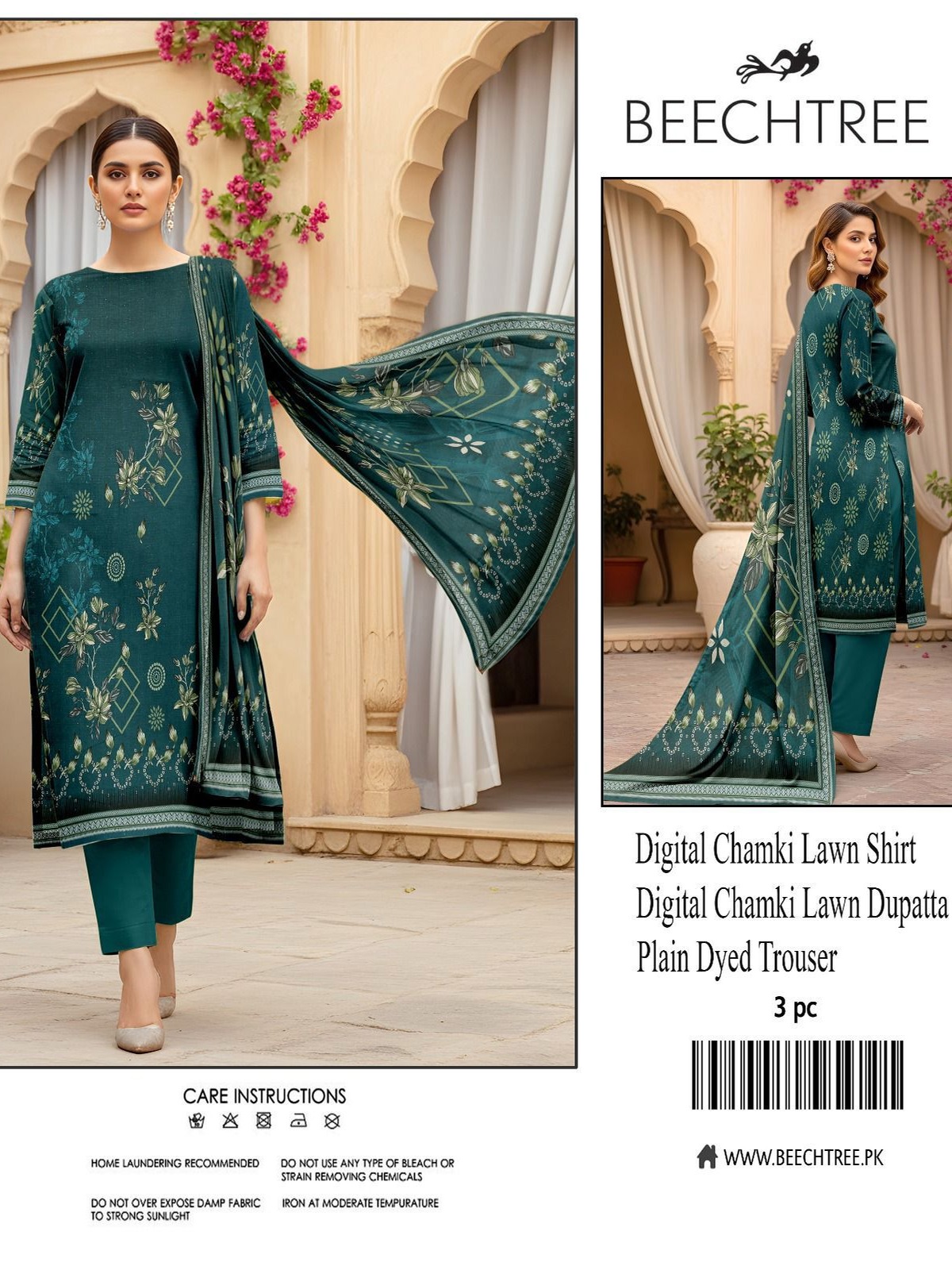 Beechtree Digital Printed Chamki Lawn Suit | 3 Piece Unstitched