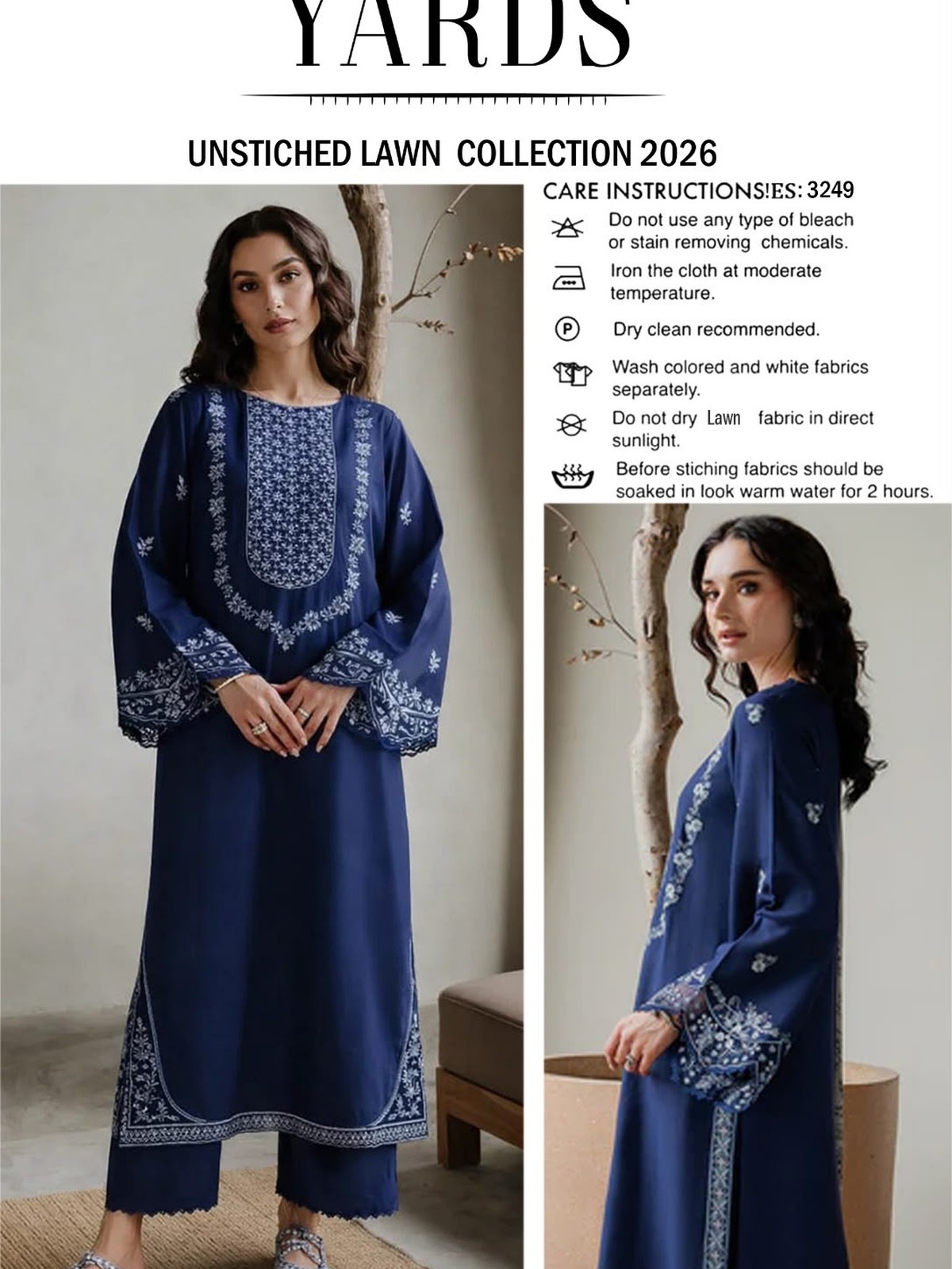 Premium Quality Lawn 2 Piece Embroidered Dress image 2