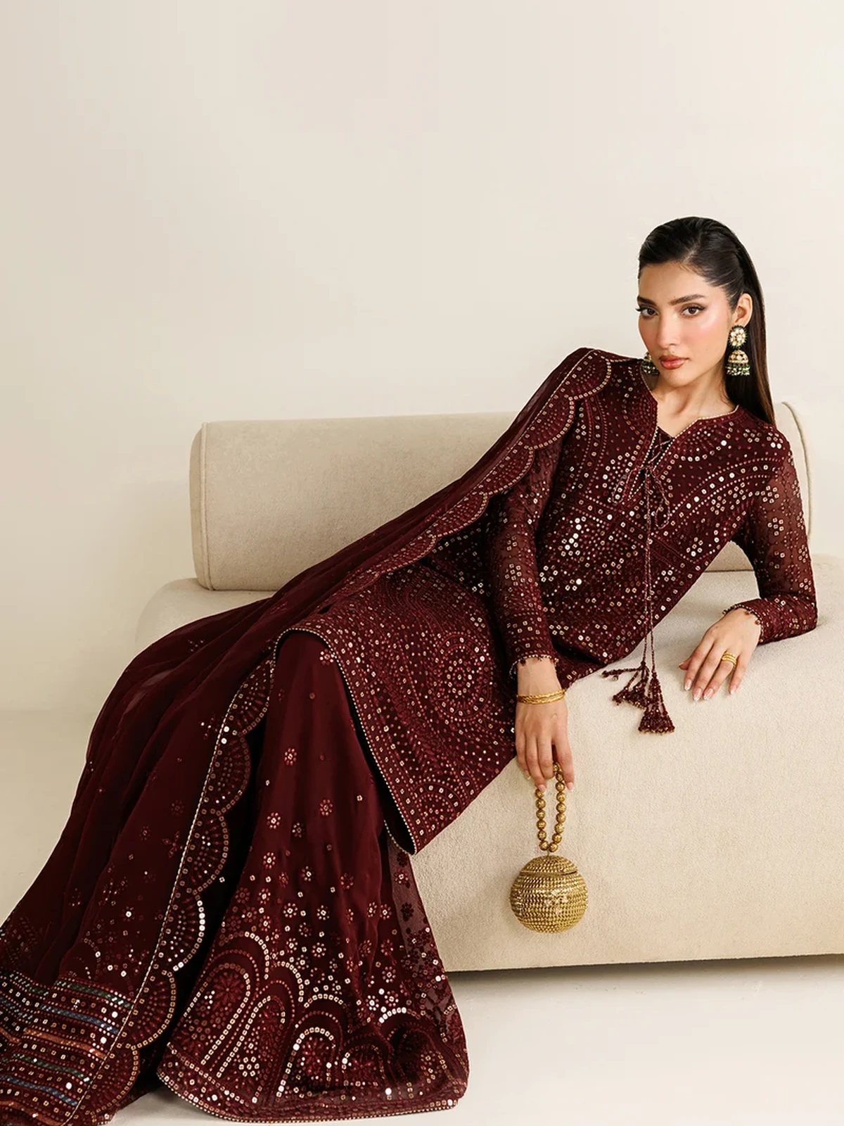 Jazmin Zimmil Twin Sequence Embroidered Chiffon 3 Pc Suit image 6