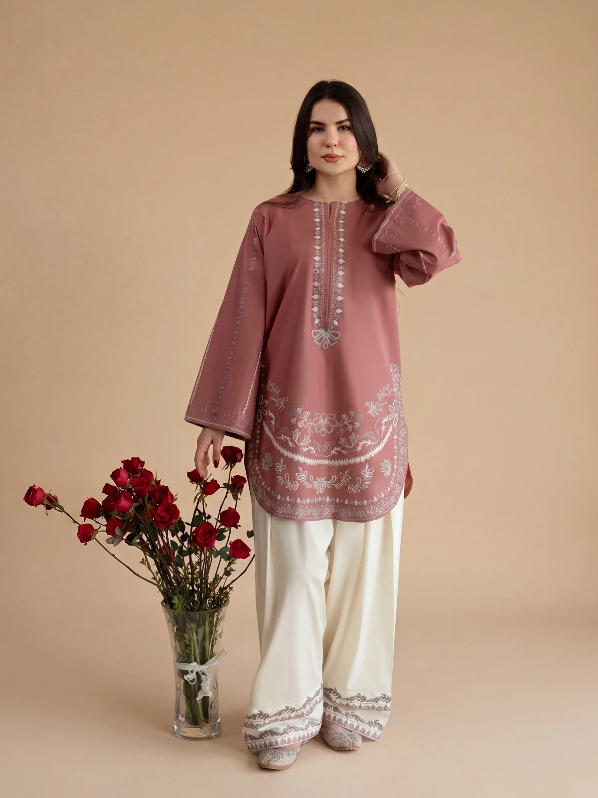 Premium Quality Lawn 2 Piece Embroidered Dress