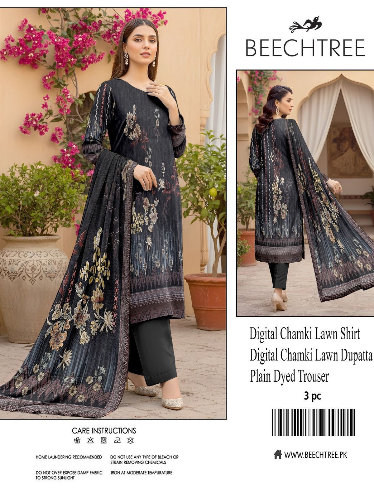Beechtree Digital Printed Chamki Lawn Suit | 3 Piece Unstitched
