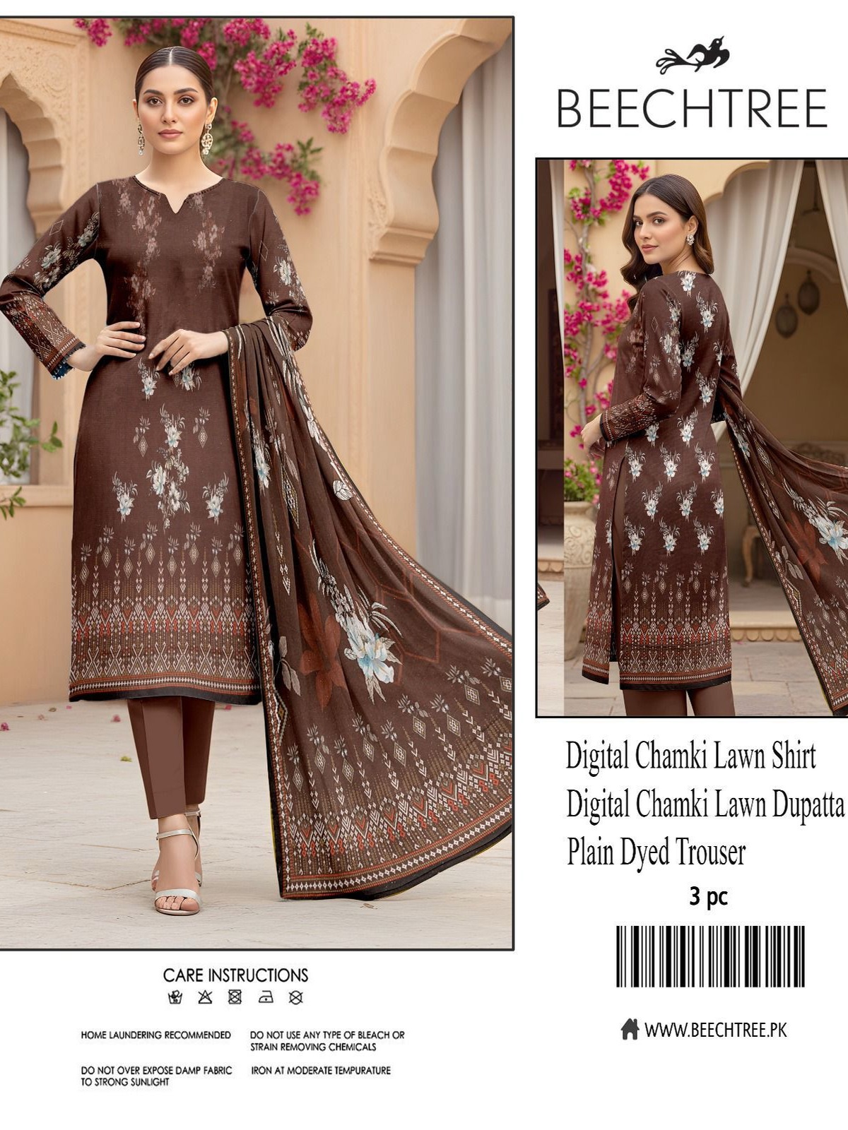Beechtree Digital Printed Chamki Lawn Suit | 3 Piece Unstitched