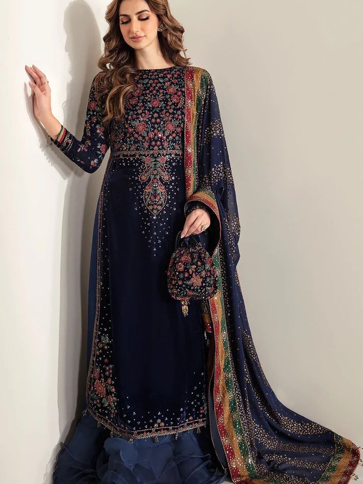 Royal Heavy Embroidered Velvet Festive image 2