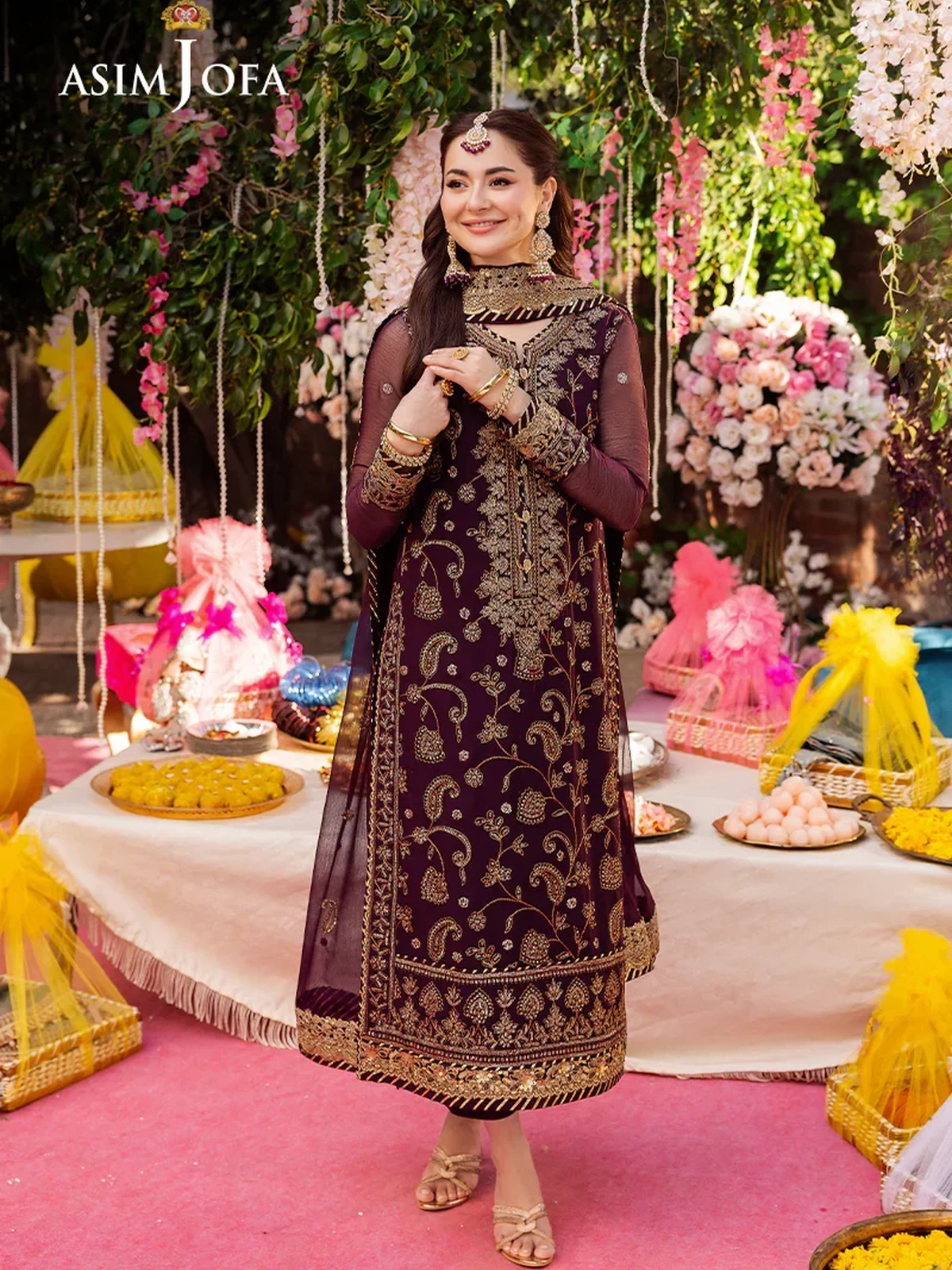 Asim Jofa Luxury Sequence Embroidered Chiffon Suit image 3