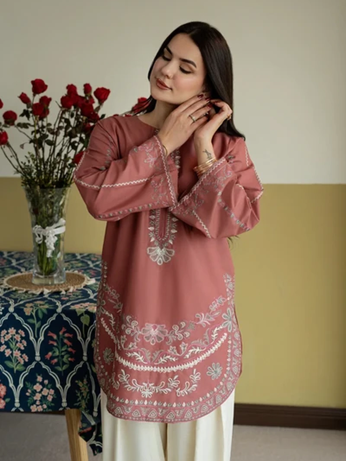 Premium Quality Lawn 2 Piece Embroidered Dress image 2