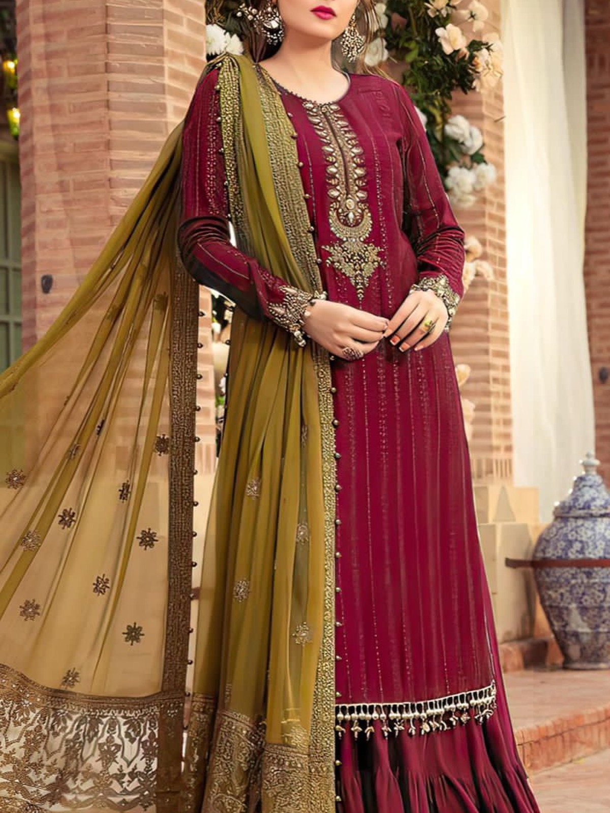 Maria.B Luxury Sequence Embroidered Chiffon 3 Pc Suit (Inner Included)