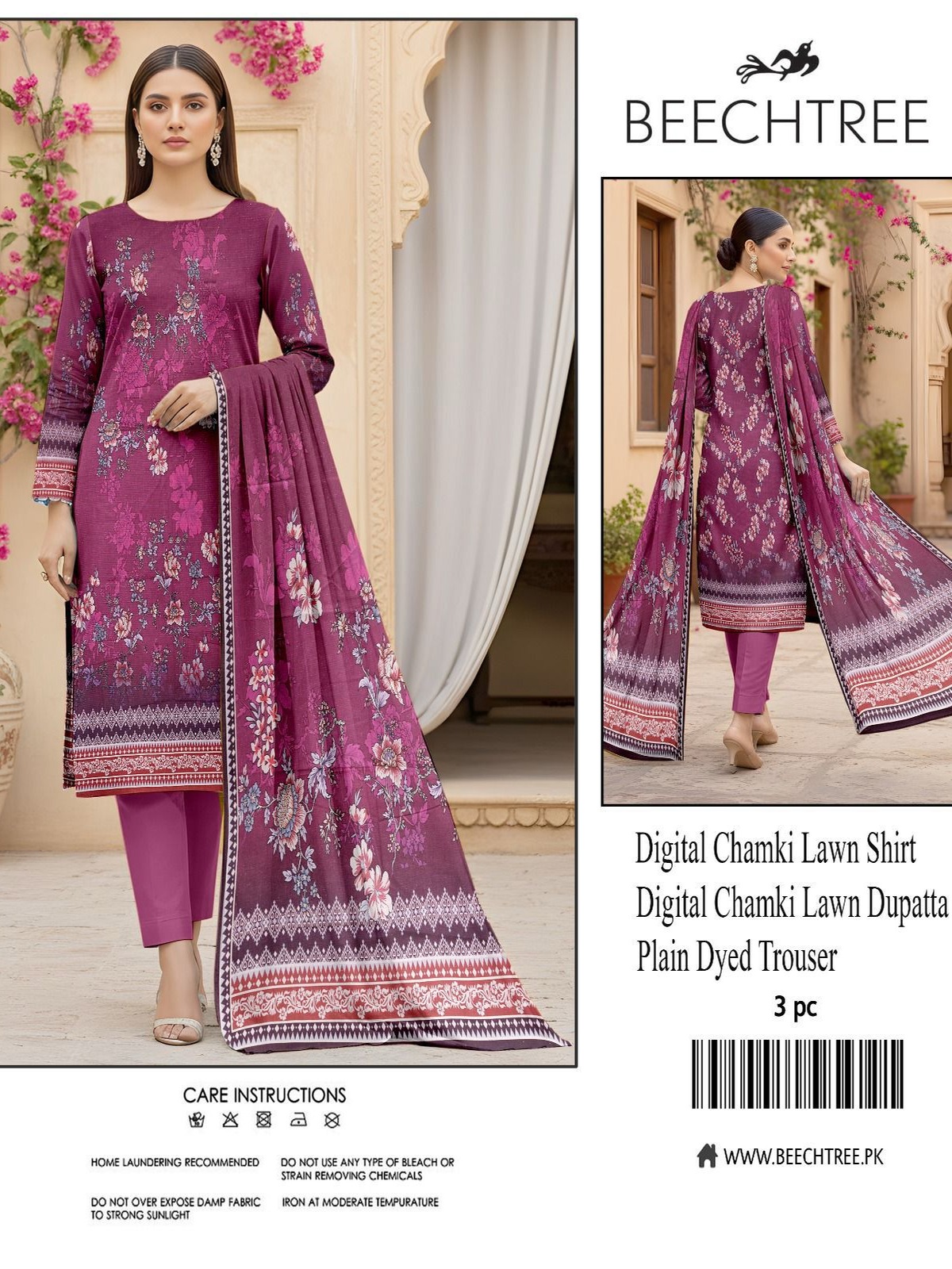 Beechtree Digital Printed Chamki Lawn Suit | 3 Piece Unstitched