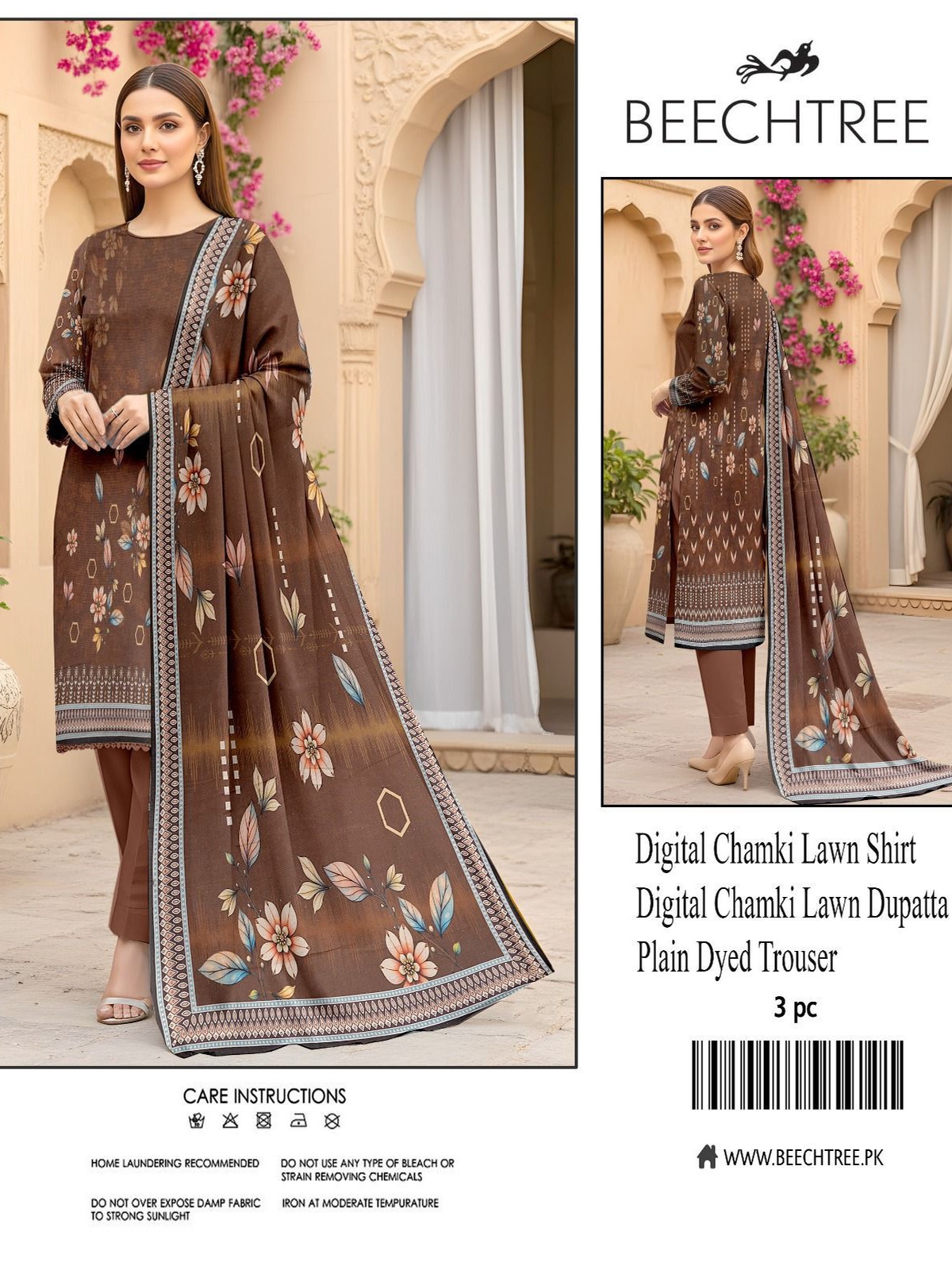 Beechtree Digital Printed Chamki Lawn Suit | 3 Piece Unstitched