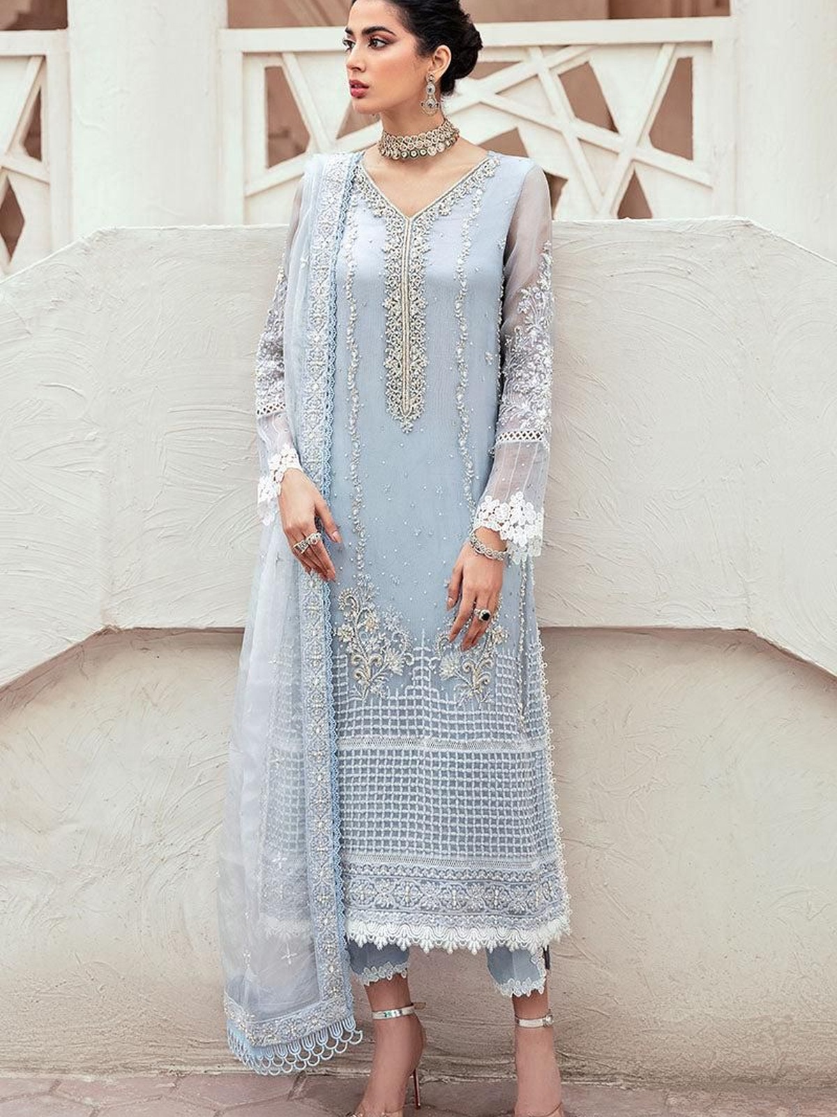 MUSHQ | Full Organza Suit | Heavy Adda Work