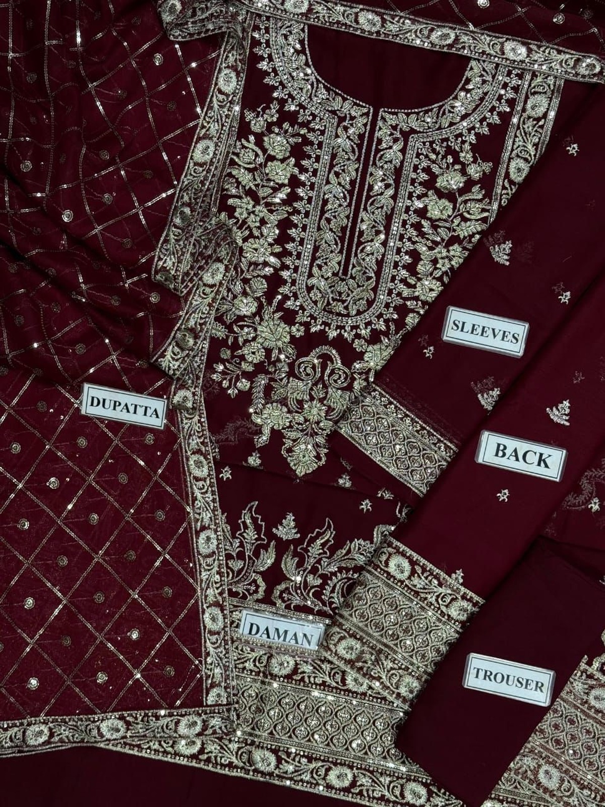 ASIM JOFA | Embroidered Chiffon Suit image 3